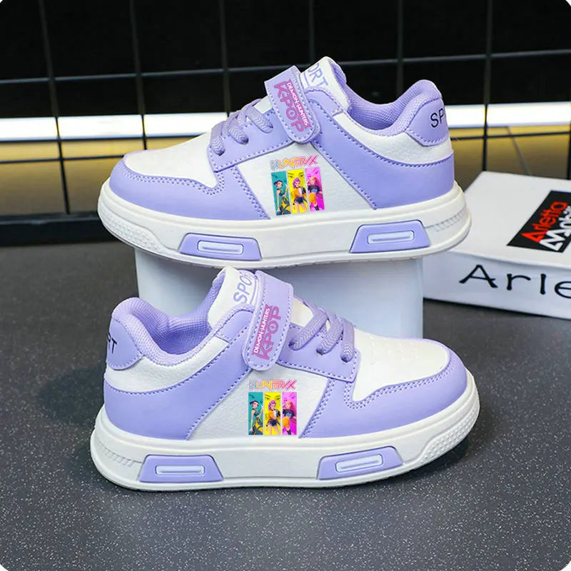 Chaussures Kpop Demon Hunters pour enfants, baskets pour filles, chaussures blanches d'automne, chaussures de course décontractées, semelle souple antidérapante