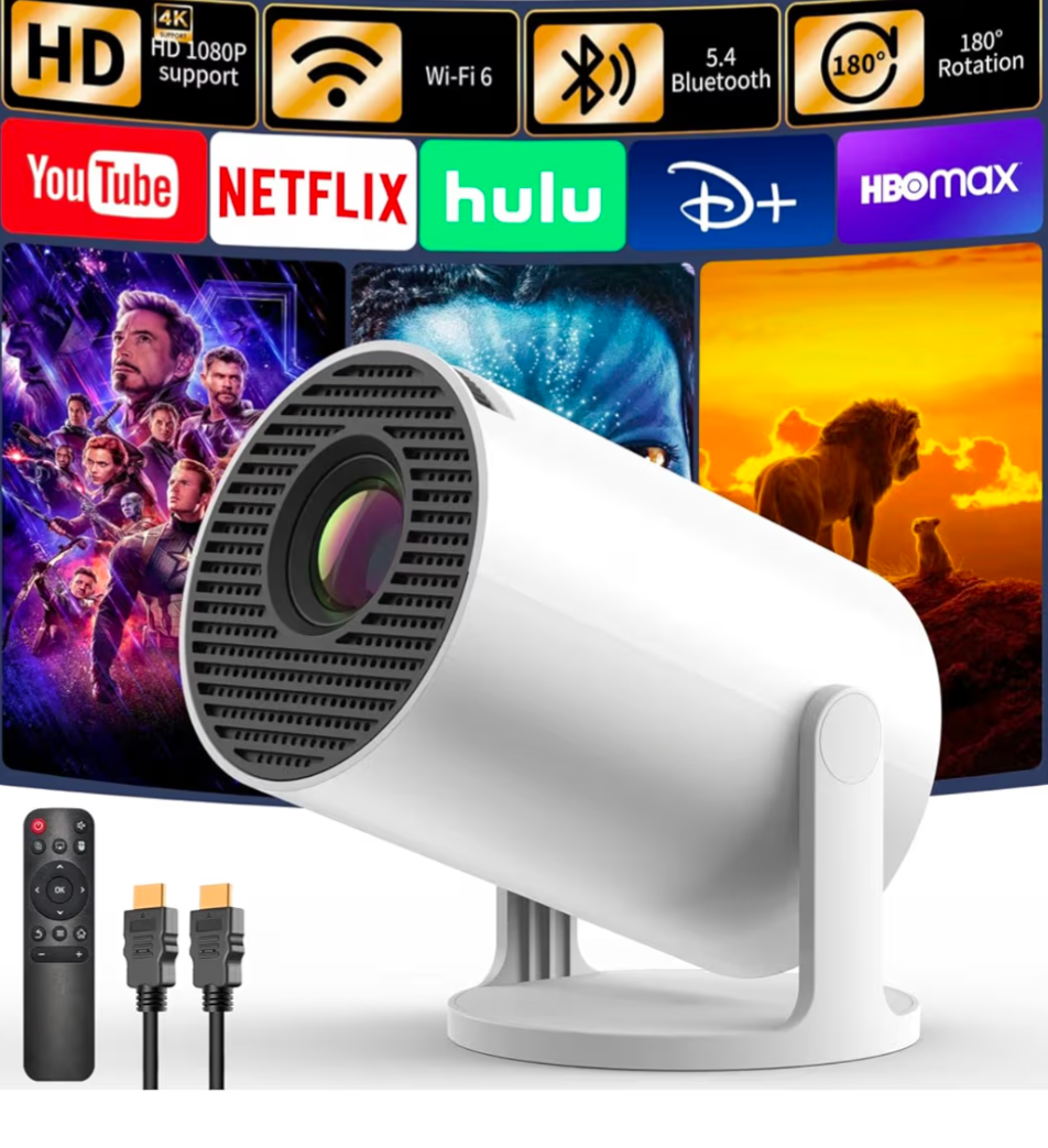 Projecteur portable Magcubic HY300 Pro+ 4K Android 11, 8000 lumens, WiFi 6, BT5.4, haut-parleur HiFi 5 W, compatible HD 720p, idéal pour le cinéma en extérieur