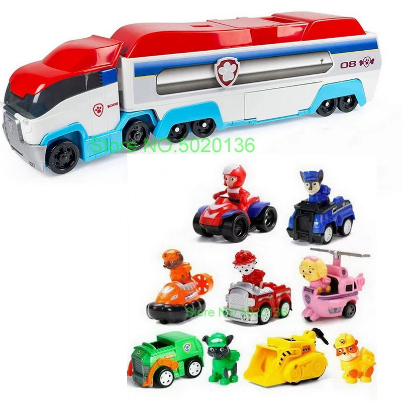 Figurines de chiens en forme de tour de patrouille dans un bus, jouets de Noël sans lumière ni son.