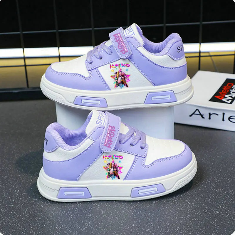 Chaussures Kpop Demon Hunters pour enfants, baskets pour filles, chaussures blanches d'automne, chaussures de course décontractées, semelle souple antidérapante