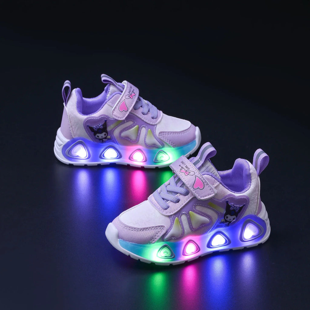Baskets lumineuses LED Kuromi pour enfants, chaussures lumineuses pour bébés avec semelle lumineuse, garçons et filles