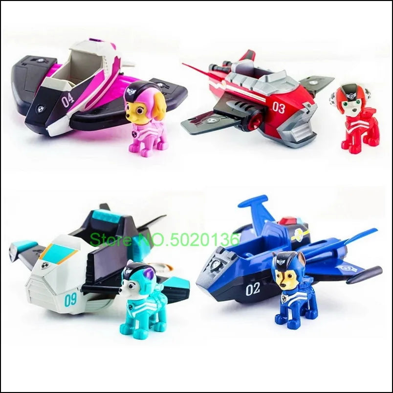 Figurines de chiens en forme de tour de patrouille dans un bus, jouets de Noël sans lumière ni son.