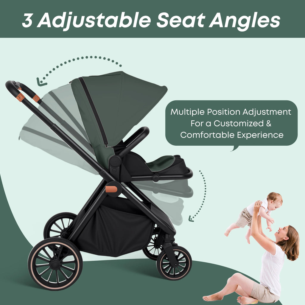 Poussette 2 en 1 pour bébé, siège auto réversible pour nouveau-né, en stock en UE, multifonctionnelle et légère.