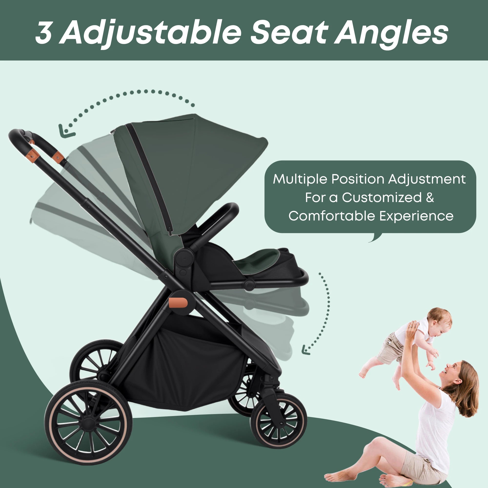 Poussette 2 en 1 pour bébé, siège auto réversible pour nouveau-né, en stock en UE, multifonctionnelle et légère.