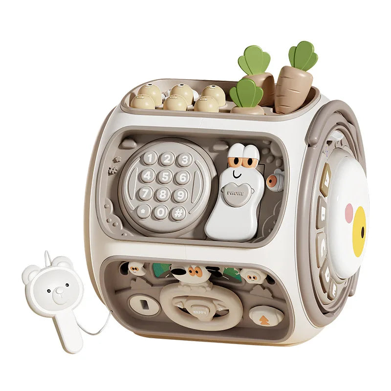 Tambour polyédrique pour bébé (0-1 an), puzzle tambour pour bébé (6-12 mois), jouet d'éveil hexaédrique.