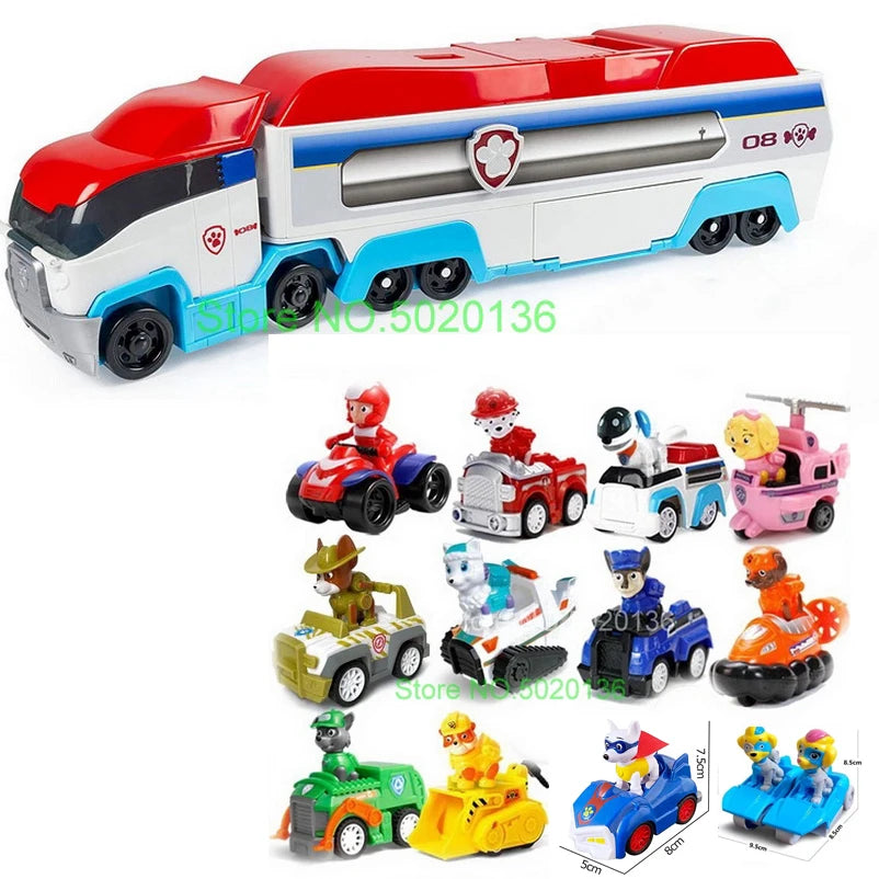 Figurines de chiens en forme de tour de patrouille dans un bus, jouets de Noël sans lumière ni son.