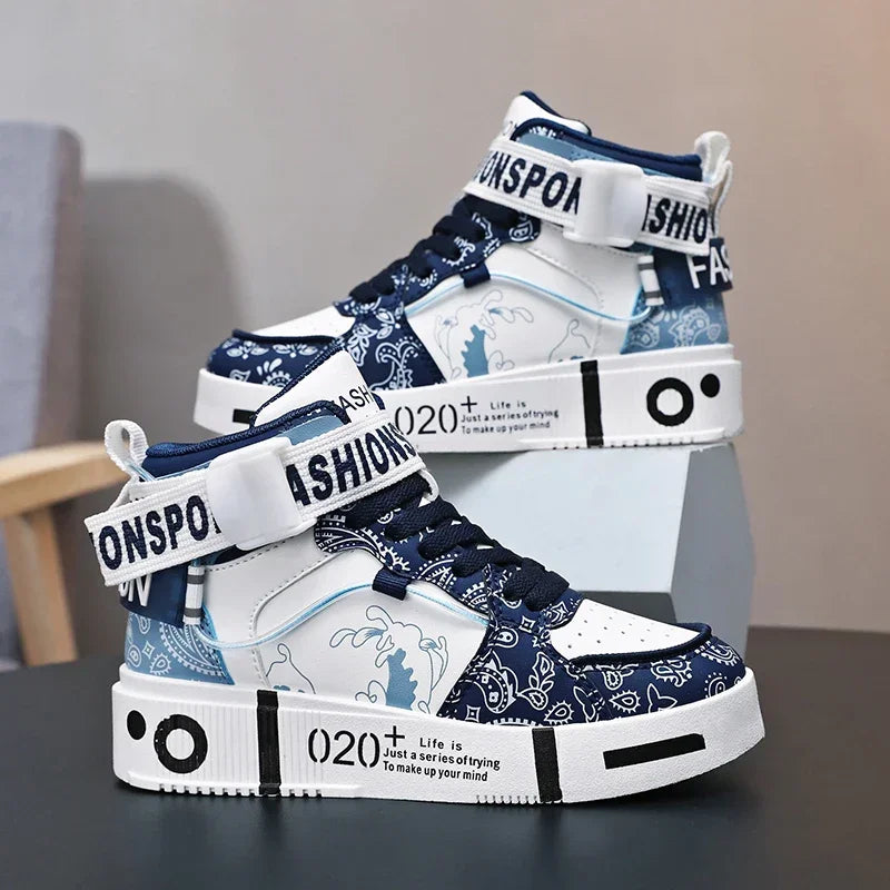 Chaussures de sport montantes pour enfants, baskets de basketball tendance pour garçons, chaussures plates décontractées pour filles, chaussures de marche décontractées pour enfants