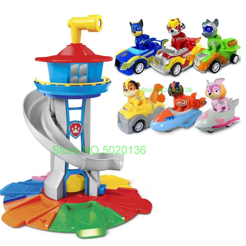 Figurines de chiens en forme de tour de patrouille dans un bus, jouets de Noël sans lumière ni son.