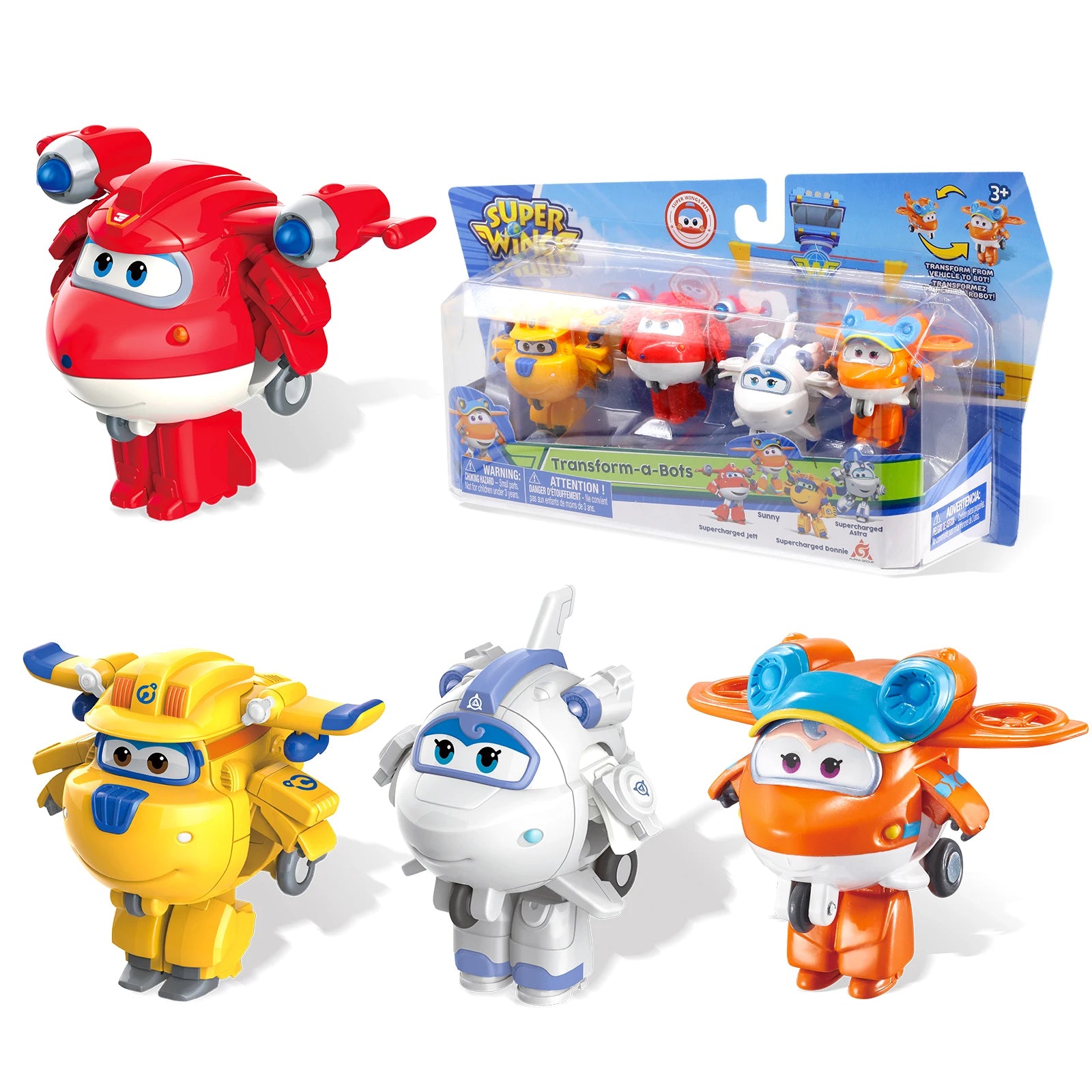 Super Wings Lot de 14 jouets transformables, figurine d'avion de 5 cm avec mini-figurine de dinosaure à collectionner